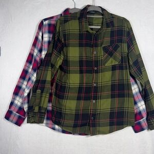 BUNDLE Alpine Design Mens Plaid Flannel Button Down Shirt Green‎ Red Medium